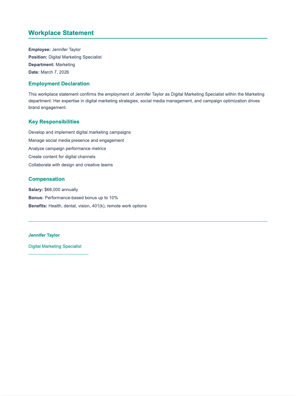 Teal professional workplace statement